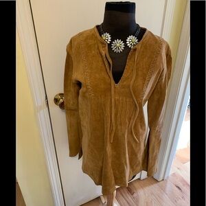 Margaret Godfrey boho suede whip stitch trimmed festival shirt 8